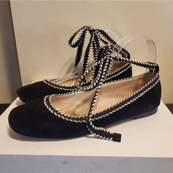 Furla "Bouganville" Blak Suede Laceup Ballet Flats Sz.7.5/38.5 Ret$295 w/Dustbag - Picture 10 of 16